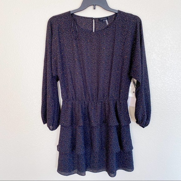 NWT 1. State Black Tiered Speckled Dress Revolve - Picture 2 of 5
